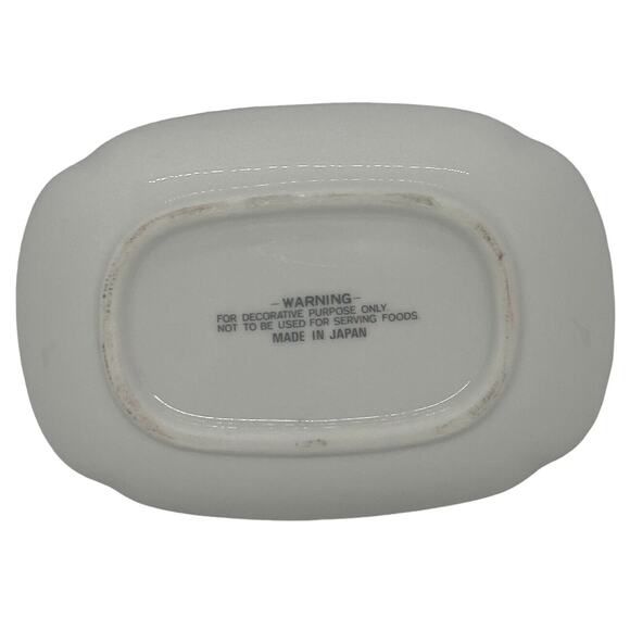 Japanese 4 7/8" Soap Trinket Dish Ceramic Gold Edge Holly Berries Green Leaves - Picture 7 of 14